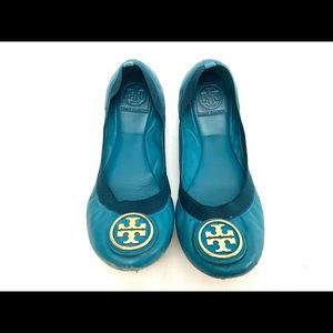 Tory Burch Turquoise Blue Patent Leather Elastic